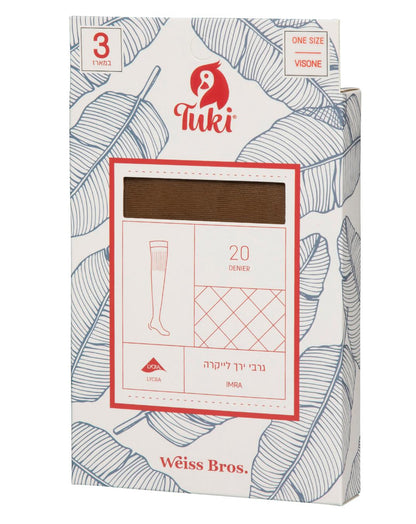 גרבי ירך לייקרה 20 דנייר - 3 זוגות במארז