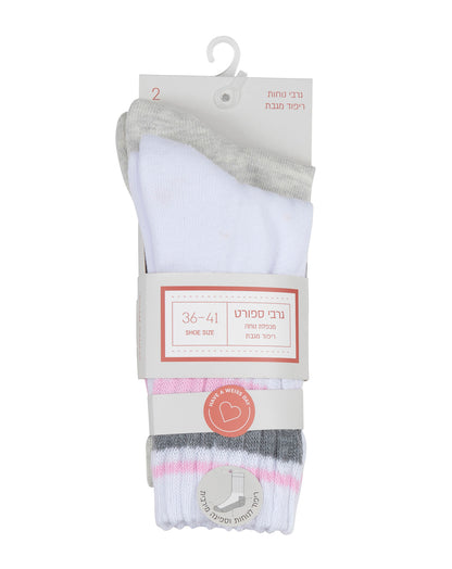 גרבי ספורט ריפוד מגבת לנשים צבעוני  - 2 במארז