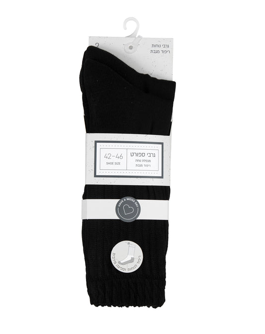 גרבי ספורט ריפוד מגבת לגבר בצבע שחור  - 2 במארז