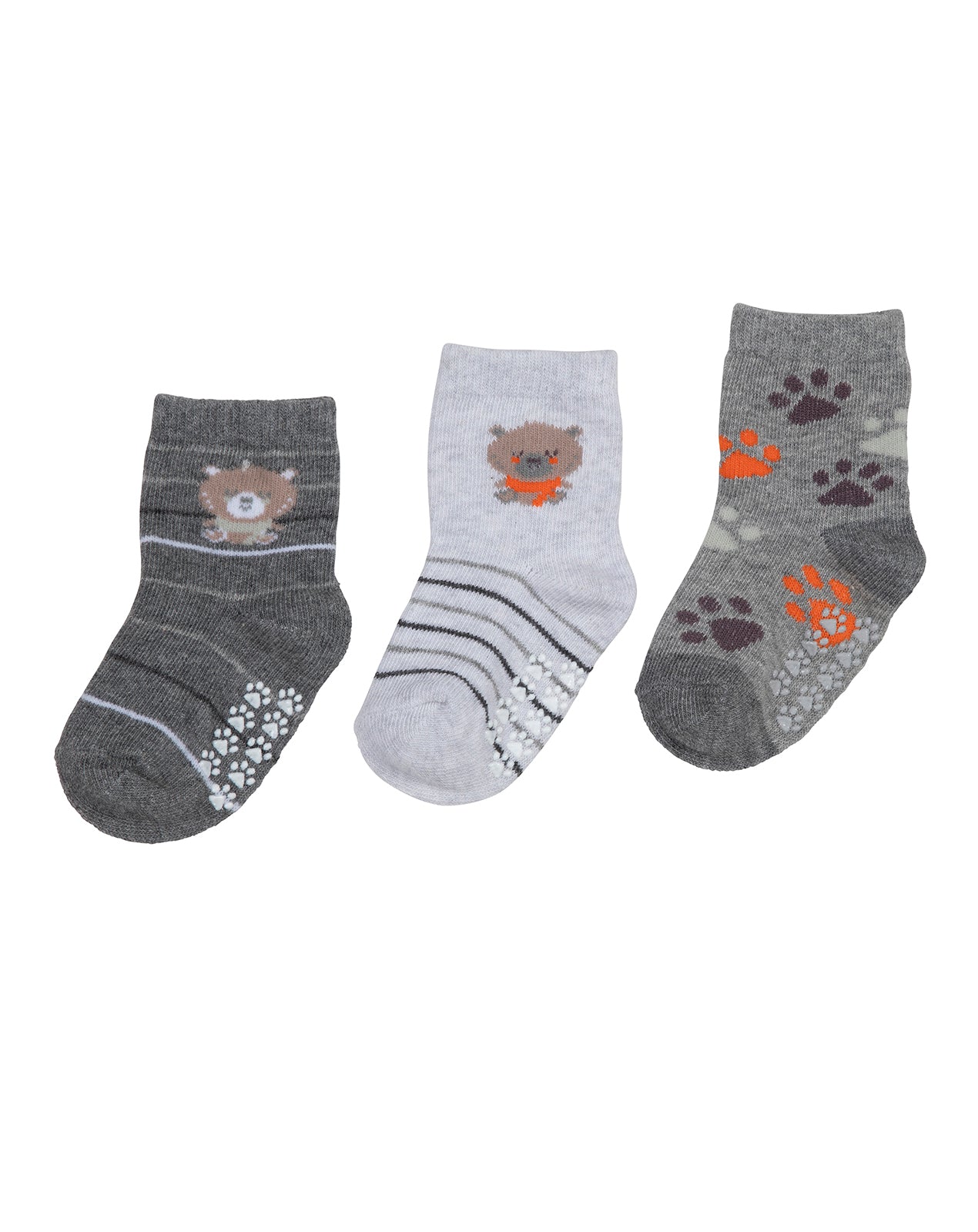 גרבי תינוקות כותנה צבעוני בתוספת סיליקון נגד החלקה - 3 במארז