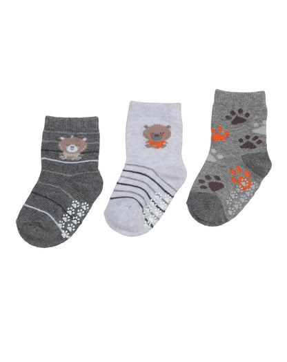 גרבי תינוקות כותנה צבעוני בתוספת סיליקון נגד החלקה - 3 במארז