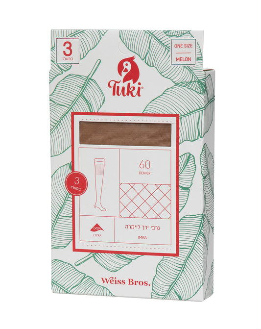 גרבי ירך לייקרה 60 דנייר - 3 זוגות במארז