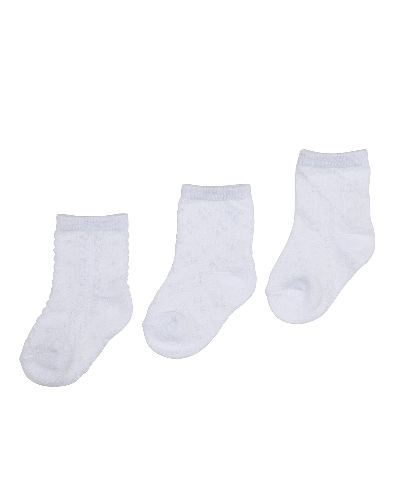 גרבי תינוקות מכותנה לבן - 3 זוגות במארז