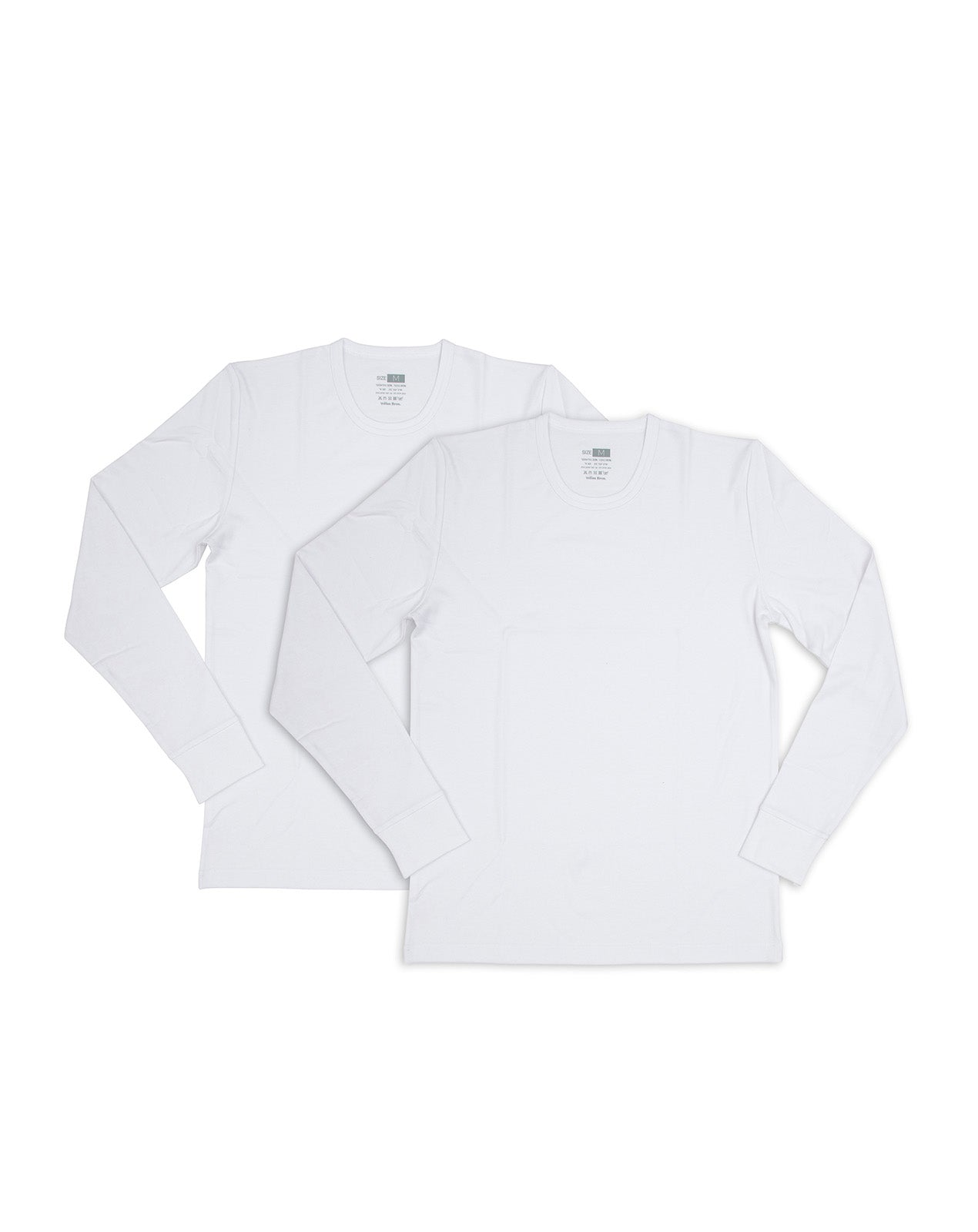 גופיית גבר פלנל במפתח עגול עם שרוולים ארוכים - 2 במארז