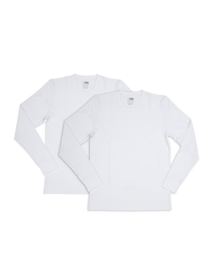 גופיית גבר פלנל במפתח עגול עם שרוולים ארוכים - 2 במארז